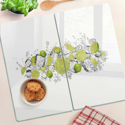 Glass kitchen board Lemons and ice