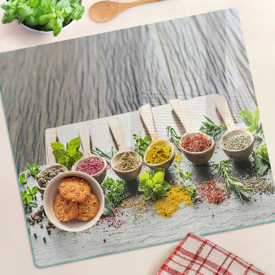 Glass chopping board Spices and herbs