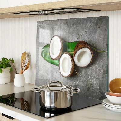 Glass kitchen board Coconut on concrete background