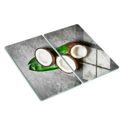 Glass kitchen board Coconut on concrete background