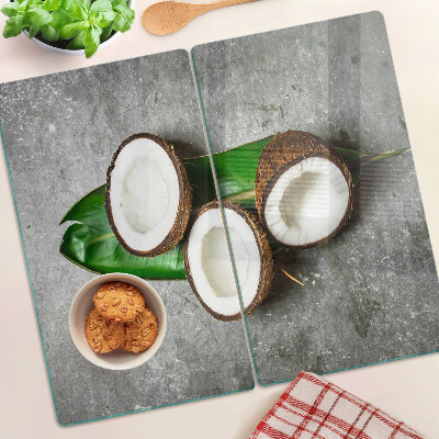 Glass kitchen board Coconut on concrete background