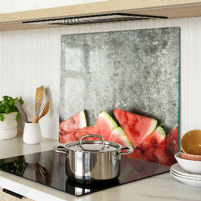 Glass kitchen board Watermelon slices on a gray background