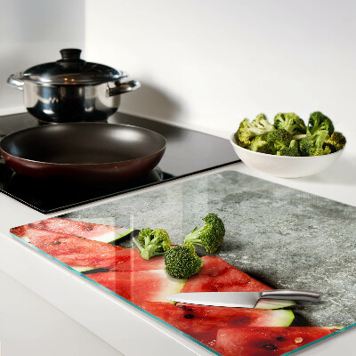 Glass kitchen board Watermelon slices on a gray background