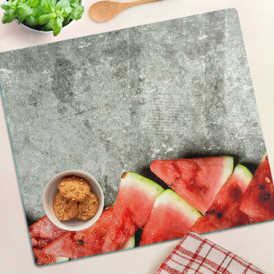 Glass kitchen board Watermelon slices on a gray background