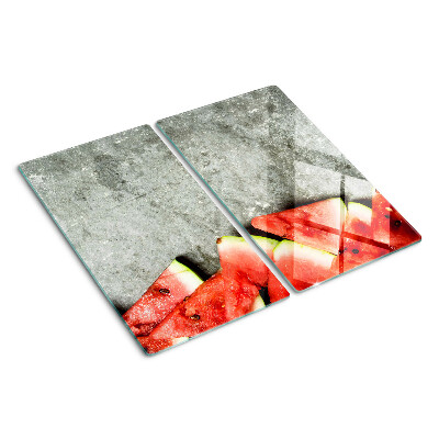 Glass kitchen board Watermelon slices on a gray background
