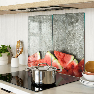 Glass kitchen board Watermelon slices on a gray background