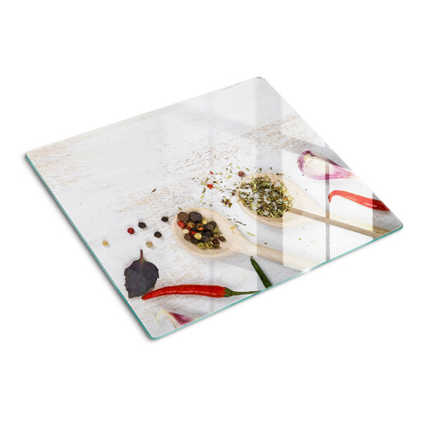 Glass kitchen board Spices and herbs