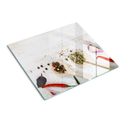 Glass kitchen board Spices and herbs