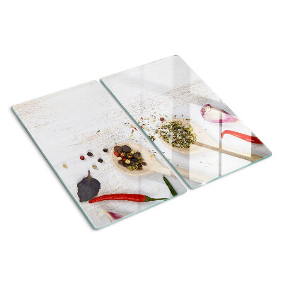 Glass kitchen board Spices and herbs