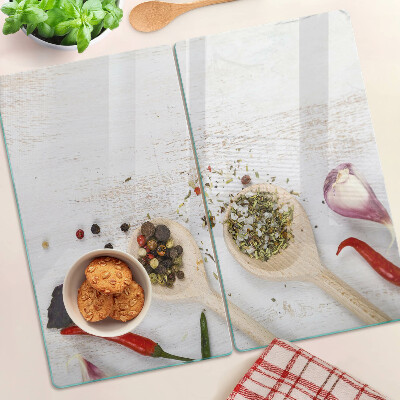 Glass kitchen board Spices and herbs