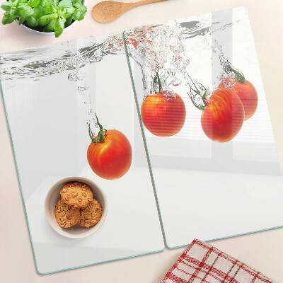 Glass kitchen board Tomatoes in water