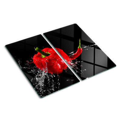 Glass kitchen board Red pepper in water