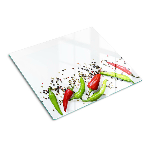 Glass chopping board Paprika and pepper