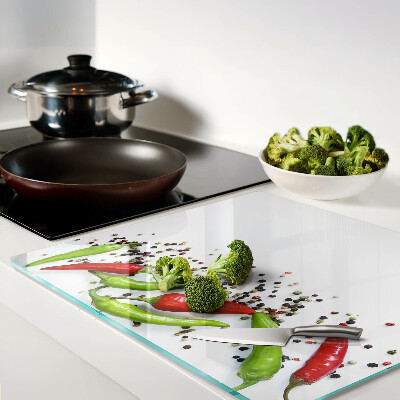Glass chopping board Paprika and pepper