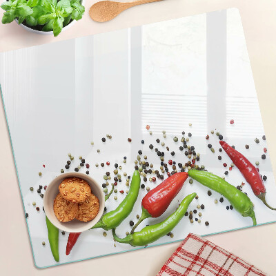Glass chopping board Paprika and pepper