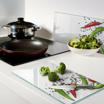 Glass chopping board Paprika and pepper