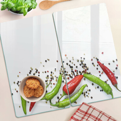Glass chopping board Paprika and pepper