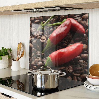 Glass chopping board Coffee and chili peppers