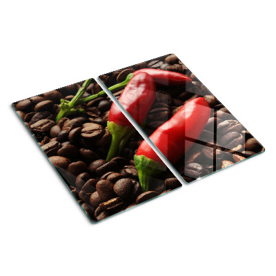 Glass chopping board Coffee and chili peppers