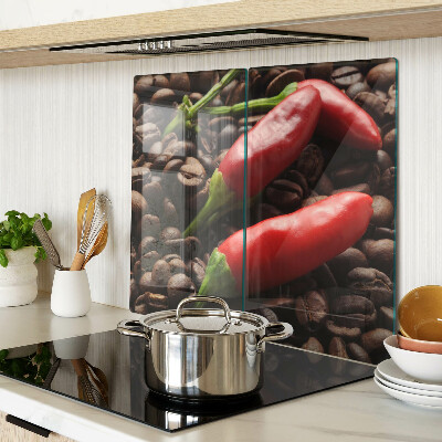 Glass chopping board Coffee and chili peppers