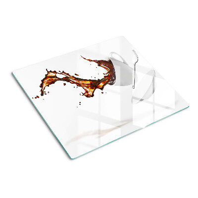 Glass chopping board Coffee and a splashing drink