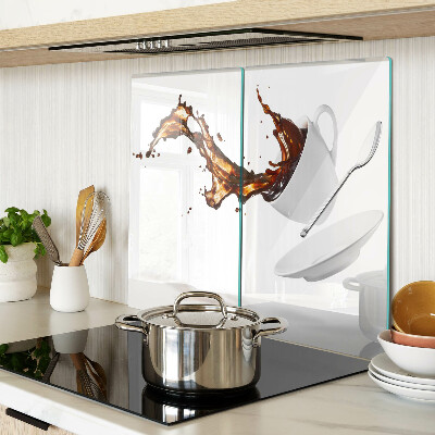 Glass chopping board Coffee and a splashing drink