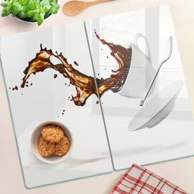 Glass chopping board Coffee and a splashing drink