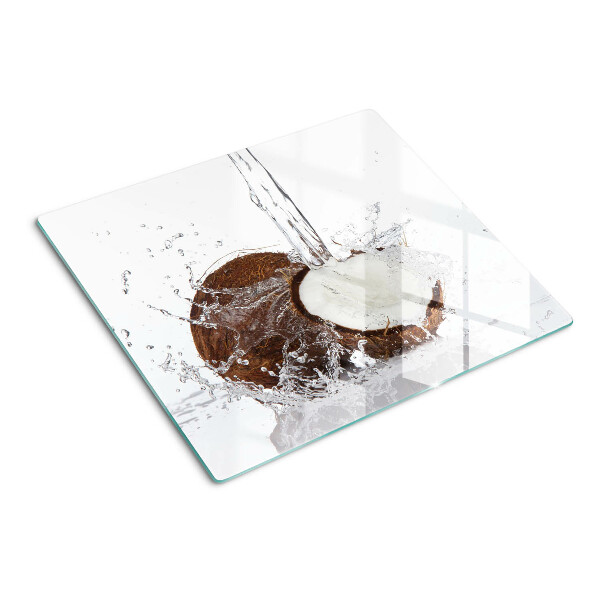 Glass kitchen board Coconut with water and spray