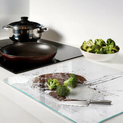 Glass kitchen board Coconut with water and spray