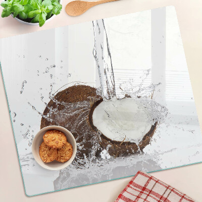 Glass kitchen board Coconut with water and spray