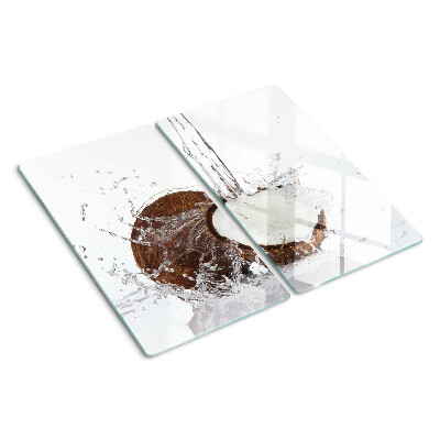 Glass kitchen board Coconut with water and spray