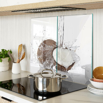 Glass kitchen board Coconut with water and spray