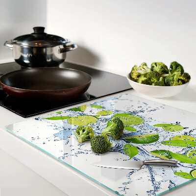 Glass chopping board Lemons in water