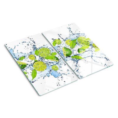 Glass chopping board Lemons in water