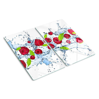 Glass chopping board Fruit in water