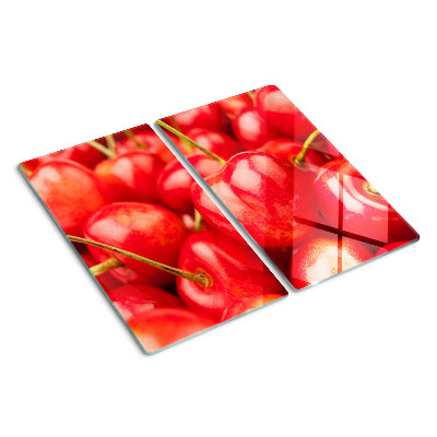 Glass kitchen board Cherries on a red background