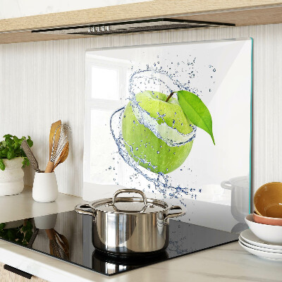Glass chopping board Apple in water