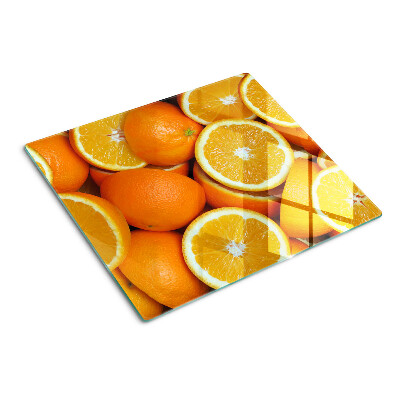 Glass chopping board Sliced oranges