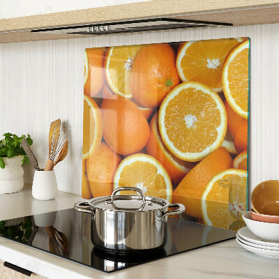 Glass chopping board Sliced oranges