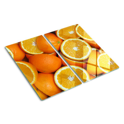 Glass chopping board Sliced oranges