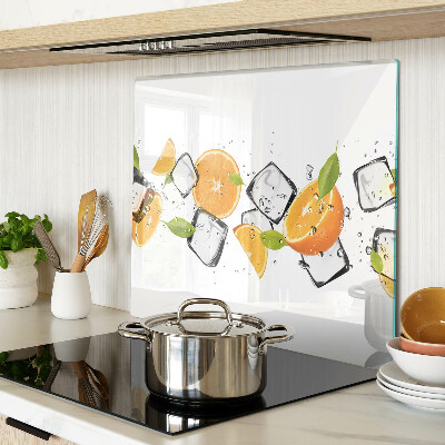 Glass chopping board Citrus with ice