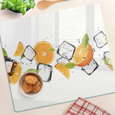 Glass chopping board Citrus with ice