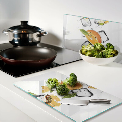 Glass chopping board Citrus with ice