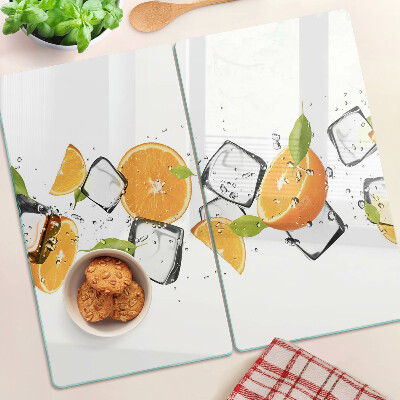 Glass chopping board Citrus with ice