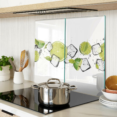 Glass kitchen board Lemons with ice in water