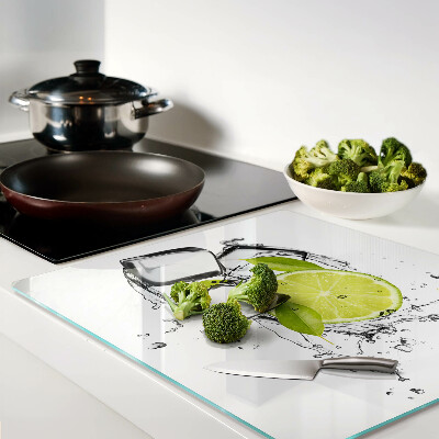 Glass kitchen board Lemon with ice and leaves
