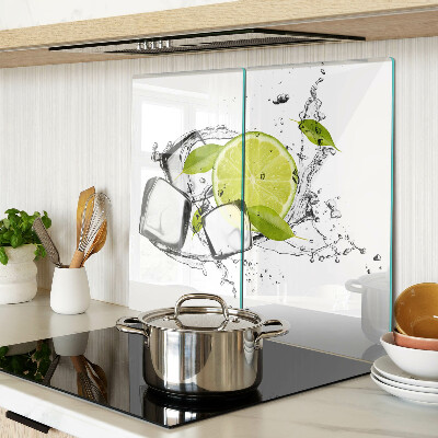 Glass kitchen board Lemon with ice and leaves