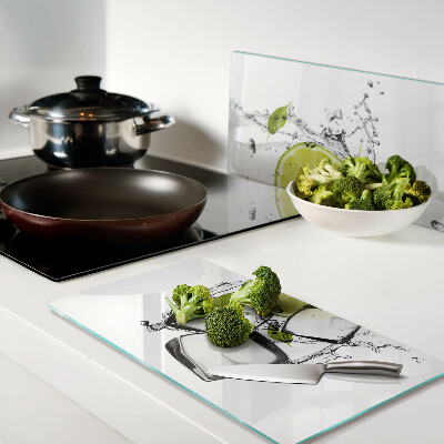 Glass kitchen board Lemon with ice and leaves
