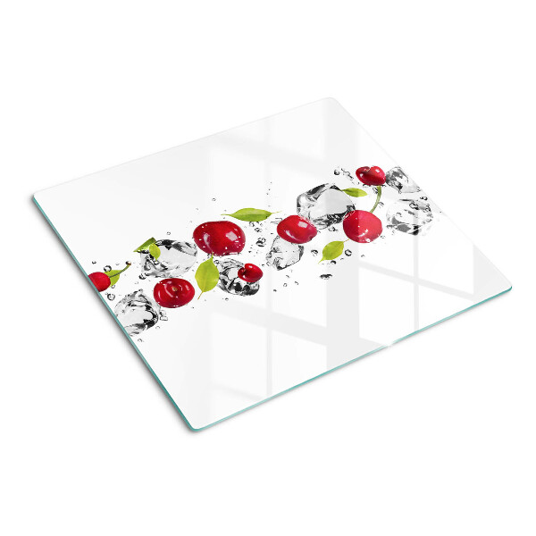 Glass kitchen board Red apples with ice