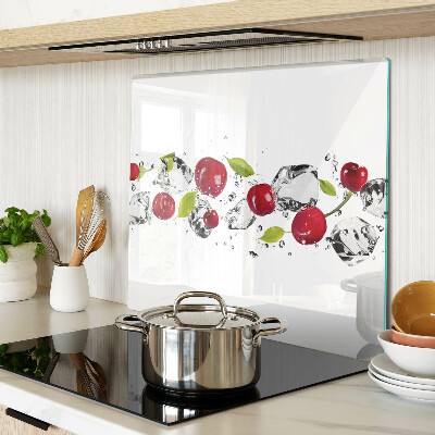 Glass kitchen board Red apples with ice
